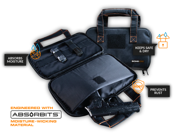 BONE-DRI, BONE DRI, Soft Case, Soft Gun Case, Pistol Case, Handgun Case, Prevents Rust, Absorbs Moisture, Absorbits